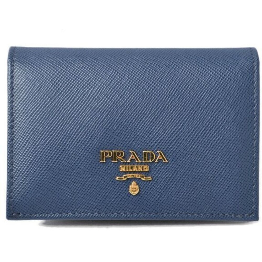 Prada Card Case Business Card Holder Saffiano Metal Bluette Blue 1 M0945 - Picture 1 of 7
